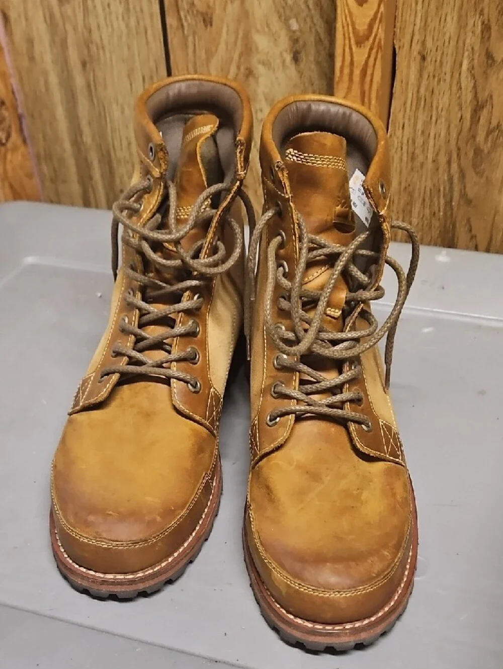 Timberland Tan Leather Lace-Up Work Boots